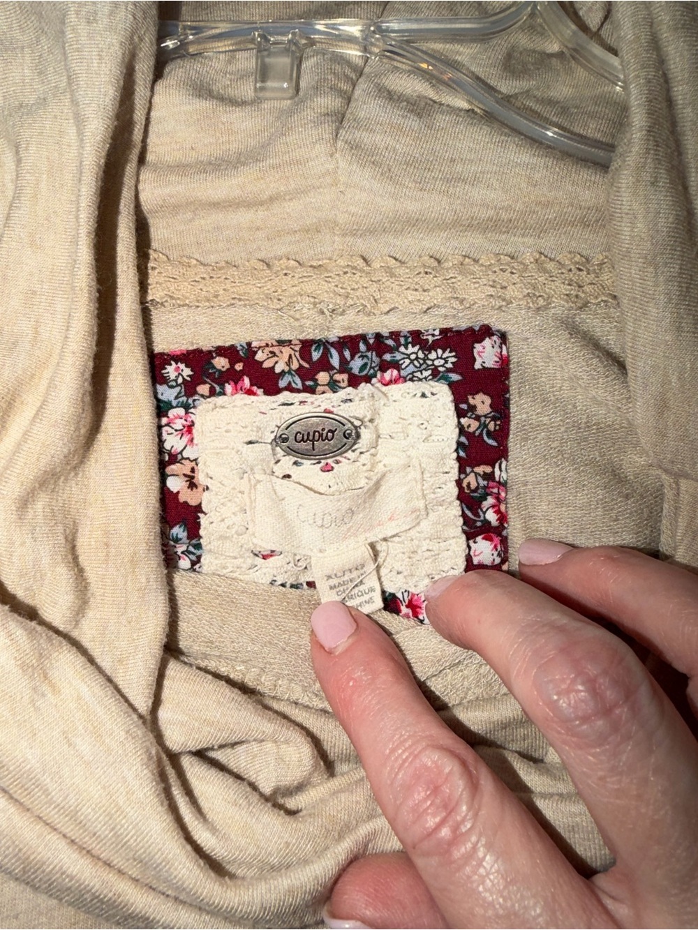 Cupio Beige Draped Off-Shoulder Knit Sweater - Picture 5 of 6